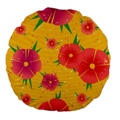 Background Flowers Floral Pattern Large 18  Premium Round Cushions