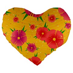 Background Flowers Floral Pattern Large 19  Premium Heart Shape Cushions