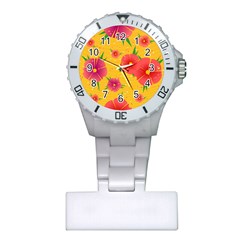 Background Flowers Floral Pattern Plastic Nurses Watch