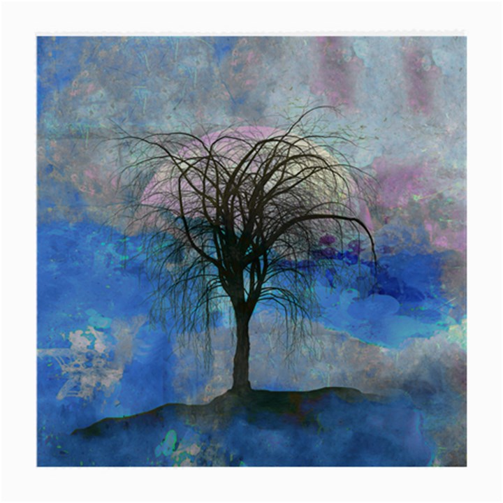 Tree Moon Sky Watercolor Painting Medium Glasses Cloth