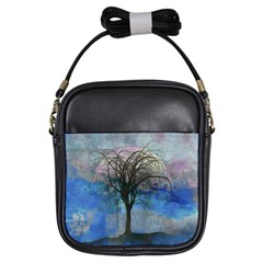 Tree Moon Sky Watercolor Painting Girls Sling Bag by Pakrebo