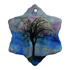 Tree Moon Sky Watercolor Painting Ornament (snowflake)