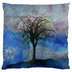 Tree Moon Sky Watercolor Painting Large Cushion Case (one Side) by Pakrebo