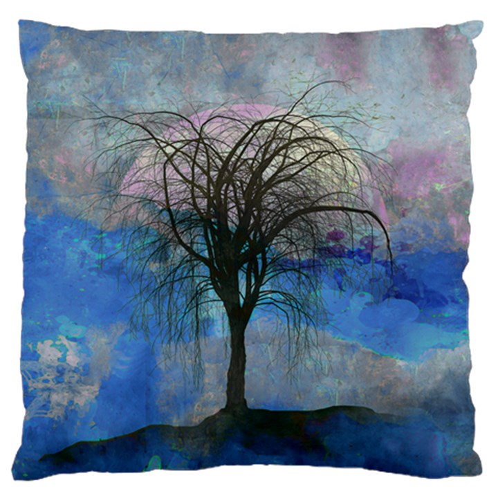 Tree Moon Sky Watercolor Painting Large Cushion Case (One Side)