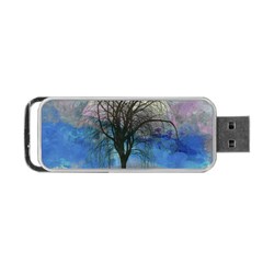 Tree Moon Sky Watercolor Painting Portable Usb Flash (one Side) by Pakrebo