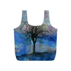 Tree Moon Sky Watercolor Painting Full Print Recycle Bag (s) by Pakrebo