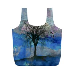 Tree Moon Sky Watercolor Painting Full Print Recycle Bag (m) by Pakrebo