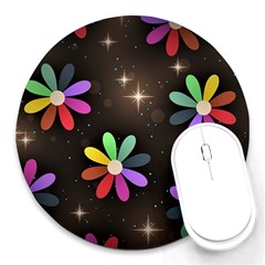 Illustrations Background Floral Flowers Round Mousepads by Pakrebo