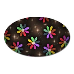 Illustrations Background Floral Flowers Oval Magnet by Pakrebo