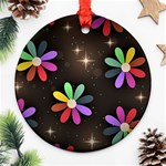 Illustrations Background Floral Flowers Round Ornament (Two Sides) Back