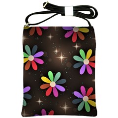 Illustrations Background Floral Flowers Shoulder Sling Bag by Pakrebo