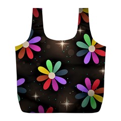 Illustrations Background Floral Flowers Full Print Recycle Bag (l)