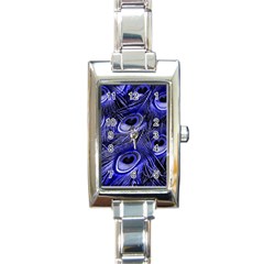 Peacock Feathers Color Plumage Rectangle Italian Charm Watch by Pakrebo