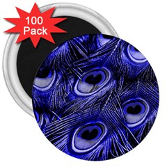 Peacock Feathers Color Plumage 3  Magnets (100 Pack) by Pakrebo