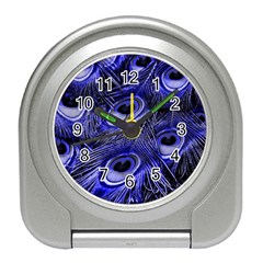 Peacock Feathers Color Plumage Travel Alarm Clock by Pakrebo