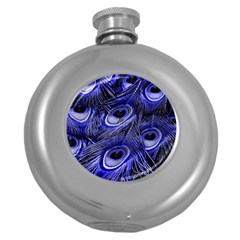 Peacock Feathers Color Plumage Round Hip Flask (5 Oz) by Pakrebo