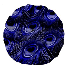 Peacock Feathers Color Plumage Large 18  Premium Flano Round Cushions by Pakrebo