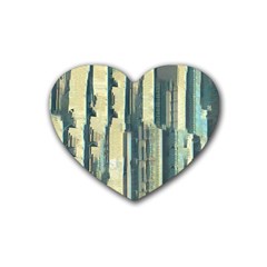 Texture Abstract Buildings Rubber Coaster (heart)  by Pakrebo