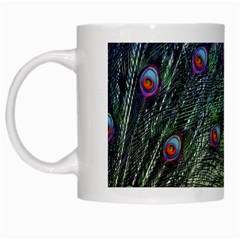 Peacock Feathers Colorful Feather White Mugs by Pakrebo