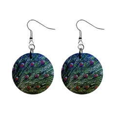 Peacock Feathers Colorful Feather Mini Button Earrings by Pakrebo