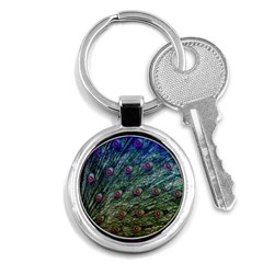 Peacock Feathers Colorful Feather Key Chains (round)  by Pakrebo