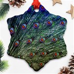 Peacock Feathers Colorful Feather Ornament (Snowflake) Front