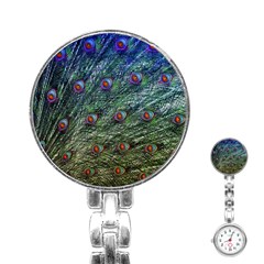 Peacock Feathers Colorful Feather Stainless Steel Nurses Watch by Pakrebo