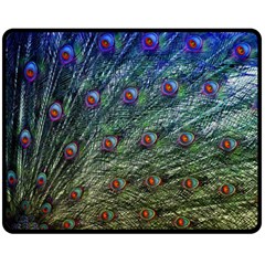 Peacock Feathers Colorful Feather Double Sided Fleece Blanket (medium)  by Pakrebo