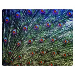 Peacock Feathers Colorful Feather Double Sided Flano Blanket (medium)  by Pakrebo