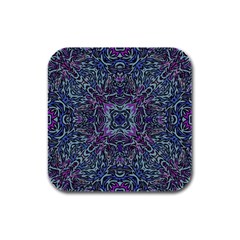 Pattern Fire Purple Repeating Rubber Square Coaster (4 Pack)  by Pakrebo