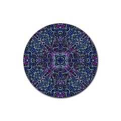 Pattern Fire Purple Repeating Rubber Coaster (round)  by Pakrebo