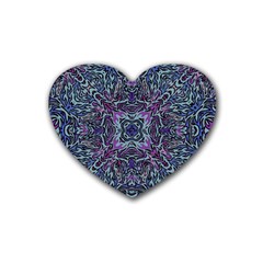 Pattern Fire Purple Repeating Rubber Coaster (heart)  by Pakrebo