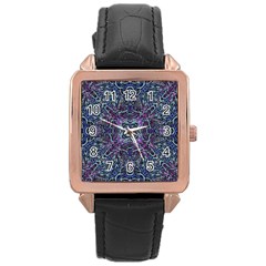 Pattern Fire Purple Repeating Rose Gold Leather Watch  by Pakrebo