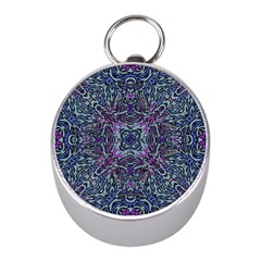 Pattern Fire Purple Repeating Mini Silver Compasses by Pakrebo