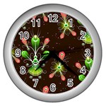 Background Non Seamless Pattern Wall Clock (Silver) Front