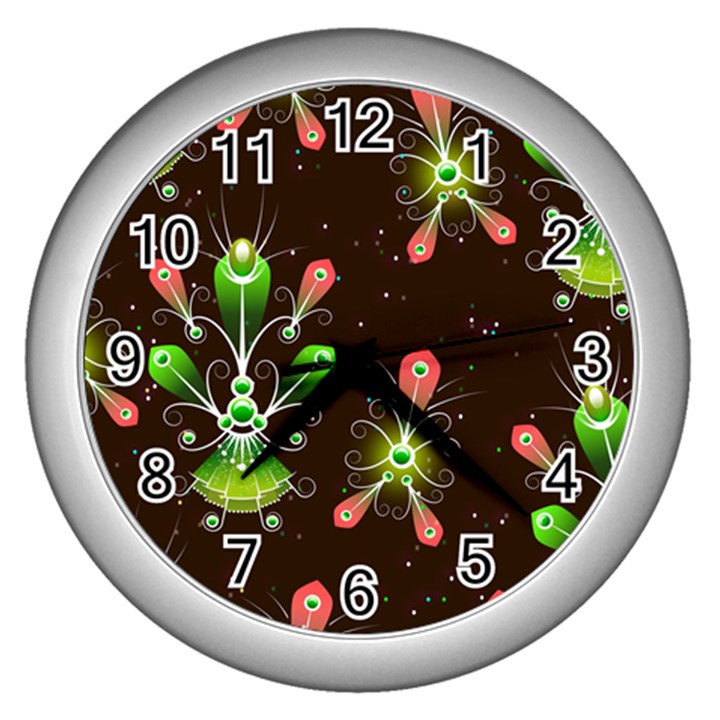 Background Non Seamless Pattern Wall Clock (Silver)