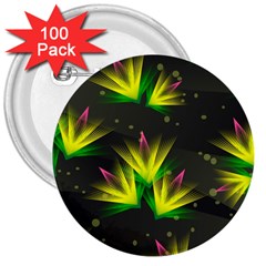 Background Floral Abstract Lines 3  Buttons (100 Pack)  by Pakrebo