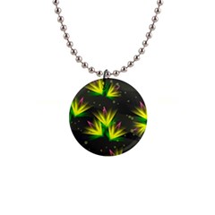 Background Floral Abstract Lines 1  Button Necklace by Pakrebo