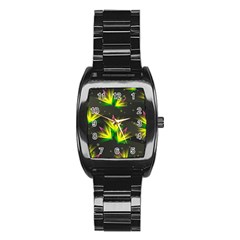 Background Floral Abstract Lines Stainless Steel Barrel Watch by Pakrebo