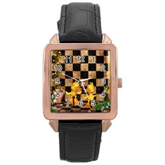 Cute Little Ducks Rose Gold Leather Watch  by FantasyWorld7