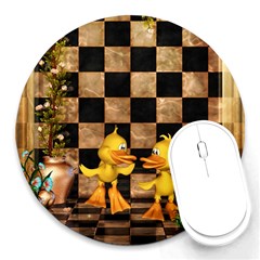 Cute Little Ducks Round Mousepads by FantasyWorld7