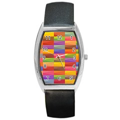 Abstract Background Geometric Barrel Style Metal Watch by Mariart