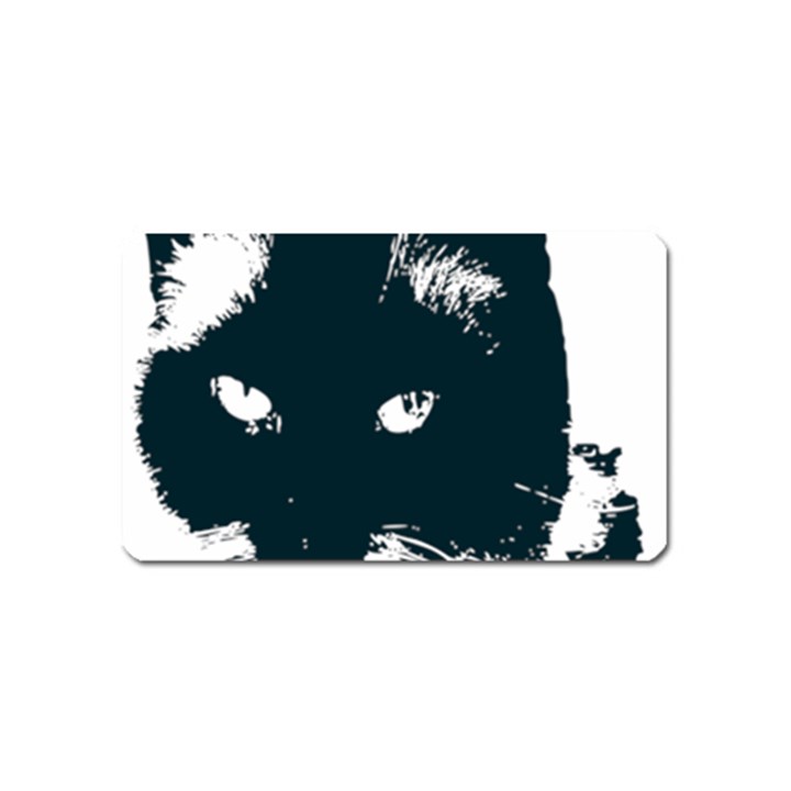 Cat Nature Design Animal Skin Black Magnet (Name Card)