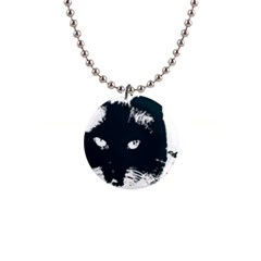 Cat Nature Design Animal Skin Black 1  Button Necklace by HermanTelo