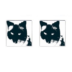 Cat Nature Design Animal Skin Black Cufflinks (square)