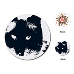 Cat Nature Design Animal Skin Black Playing Cards (Round) Front