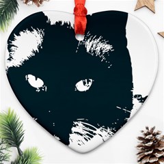 Cat Nature Design Animal Skin Black Heart Ornament (two Sides) by HermanTelo