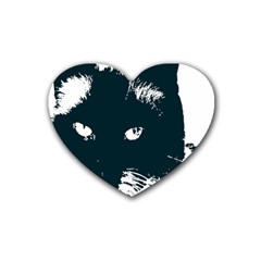 Cat Nature Design Animal Skin Black Rubber Coaster (heart) 