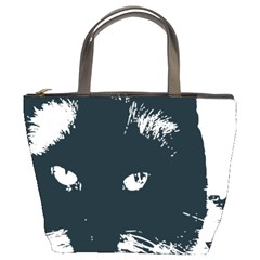 Cat Nature Design Animal Skin Black Bucket Bag