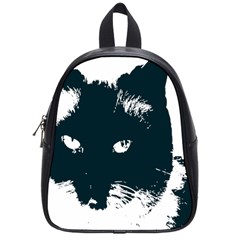 Cat Nature Design Animal Skin Black School Bag (small) by HermanTelo